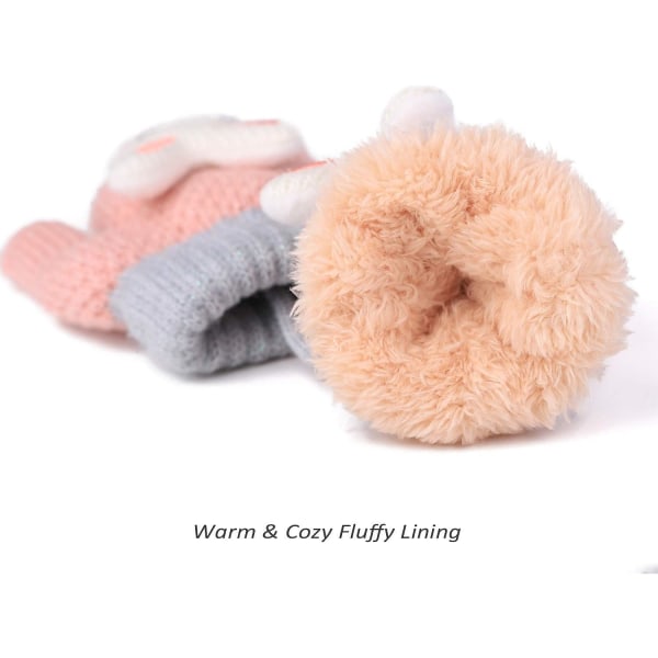 2 par barnvantar med snöre Winter Warm Stretch Knit Full