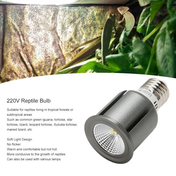 Reptilvarmelampepære UVA UVB LED 3 i 1 Erstatningsreptilsolariumspære til skildpadder Firben 220V ND-30 5.0