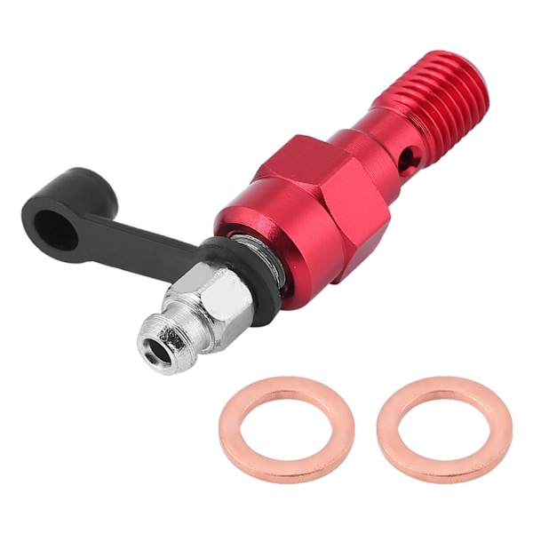 M10x1.0mm Motorcycle Brake Master Caliper Bleed Screw Nipple Banjo Bolt   Dust Cap Red