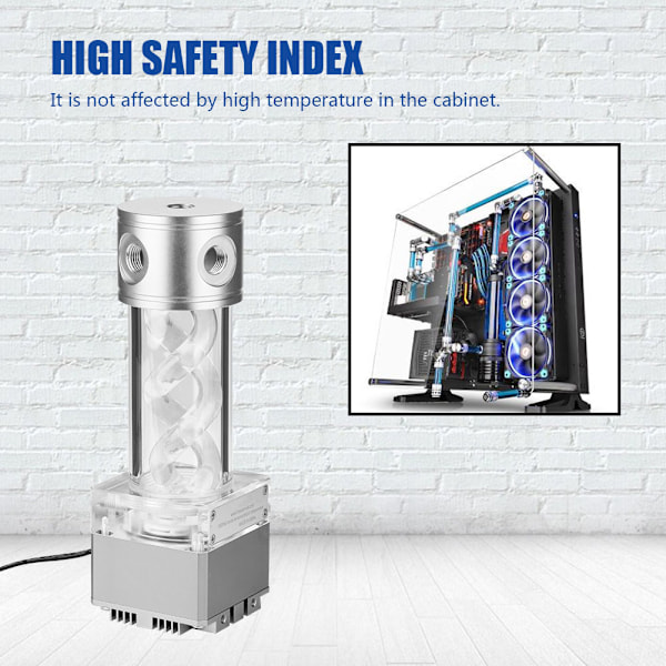 Computer Cylinder Vandkøling Dobbelt Helix T Virus Vandpumpe Tank Sæt RGB (Sølv)