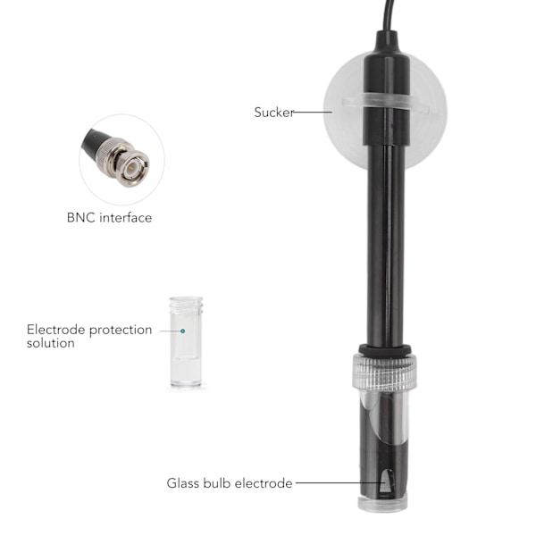 Professionell pH-mätare, Högprecisions pH-prob för Akvarium Hydroponisk Testning, 300cm Kabel pH-mätare med Utbytbar Elektrod och BNC