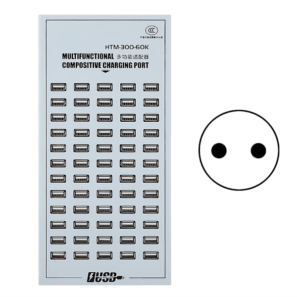 Multiport snabbladdare 60-port 300W USB HUB 2A laddningsstation adapter (EU-kontakt 170-220V)