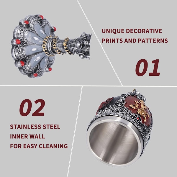 Sigillbägare, Intrikat Silverfiligranmönster 5 Bågar Formade Som Katedralfönster, Symboler För Targaryen, Greyjoy, Baratheon, Stark, Och