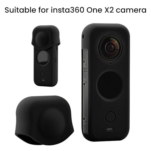 Insta360 One X2 -urheilukameran suojakotelo, pölytiivis silikoninen ammattimainen toimintakameran runko, jossa kaksoisvakuutusMusta