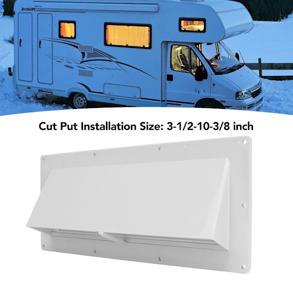 RV-avgasutblåsningskåpa, vit, spiskåpa, sidoväggsventilationskåpa med låsbara klämmor för husvagn
