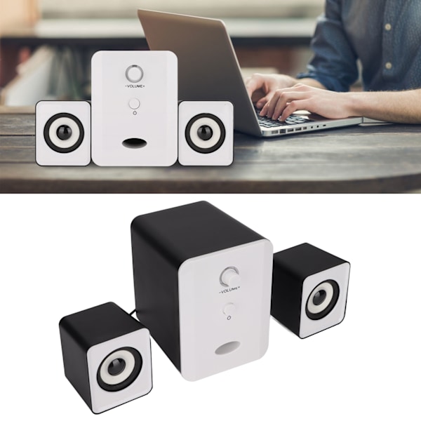 USB-drivna skrivbords högtalare Datorhögtalare med subwoofer för PC Laptop Tablet Desktop Dazzle Version Svart Vit