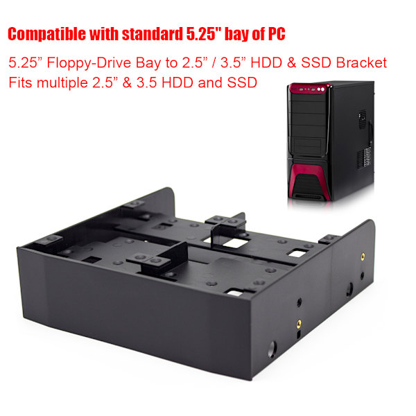 OImaster 2,5\" / 3,5\" HDD / SSD til 5,25\" Floppy Drive Bay Computer Monteringsbeslag