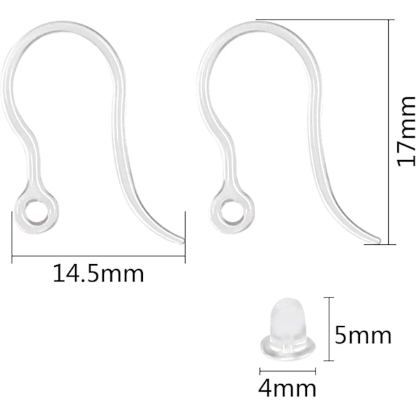Klart Osynligt Örhänge Reparationskit, Mjuka Silikongrepp för Hängande Stöd, Sterling Silver för Trendiga Stilar, Resin-gjorda Baksidor för Bred