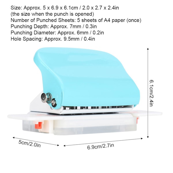 Justerbar hålslag Grön Manuell Kontor Hem Universal A4 Pappersstansmaskiner