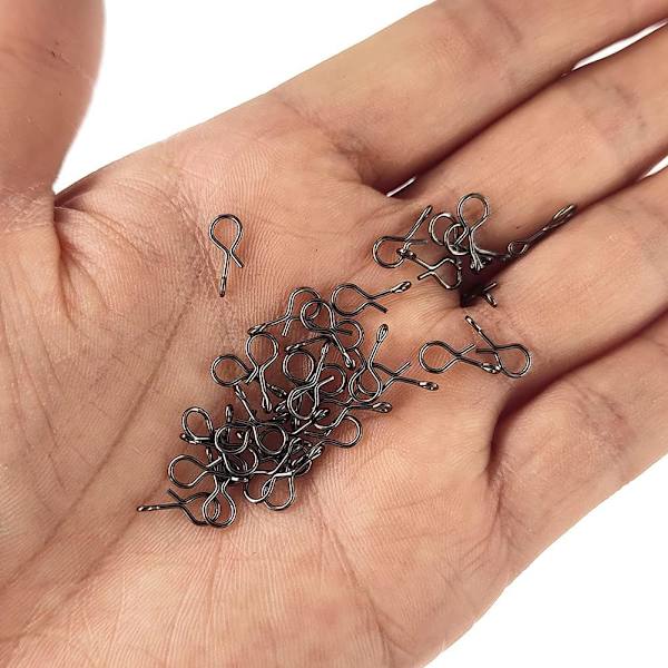 Knutefri hurtiglås fluefiske knutefri hurtiglås rask skifte koblingssnap for fluer krok og lokke svart farge pakke med 100