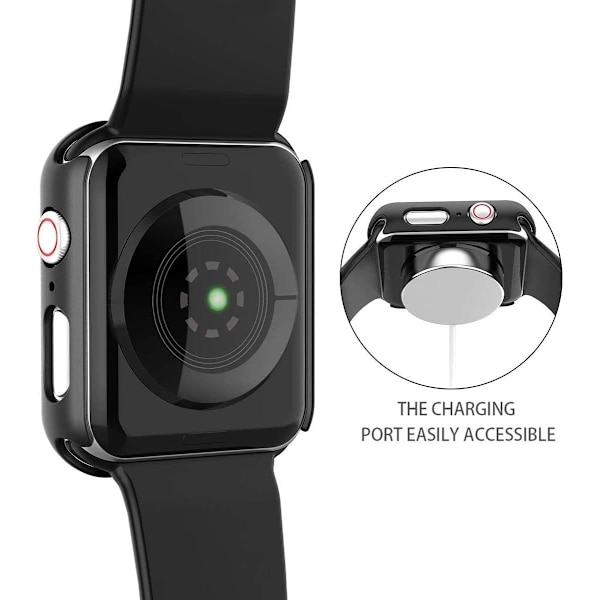 [2-pakkaus] Musta kova kotelo, yhteensopiva Apple Watch Series 3 S:n kanssa
