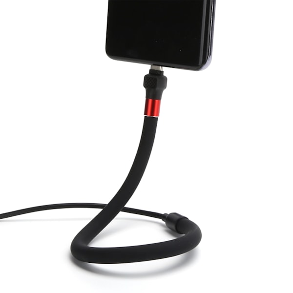Mobiltelefon Stativ Upp Snabbladdning Kabel Flexibel Telefonhållare Micro USB DatakabelSvart