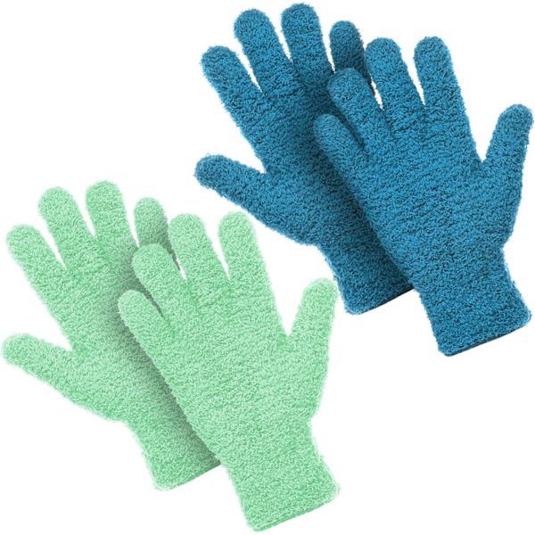 2 par Microfiber Auto Damting Rengöringshandskar Tvättbara rengöringsvantar för kök Husstädning Bilar Lastbilar Speglar Lampor Persienner Damming
