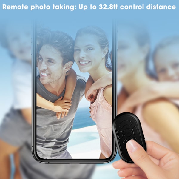 Telefonfjärrkontroll 32,8ft Trådlös BT4.0 Handsfree Typ C Laddning Fjärrslutare för Selfie Sidsvängning App Svart