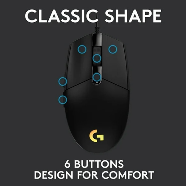 Precision Gamingmus med 6000 DPI-sensor, anpassningsbar Light Sync RGB för förbättrad visuell upplevelse, programmerbara knappar för anpassade kommandon, knapp