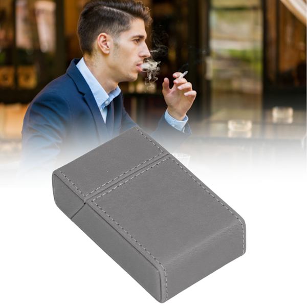 Cigarettbox i PU-läder, förvaringsbox för cigaretter, rymmer 20 cigaretter, för resor och hem