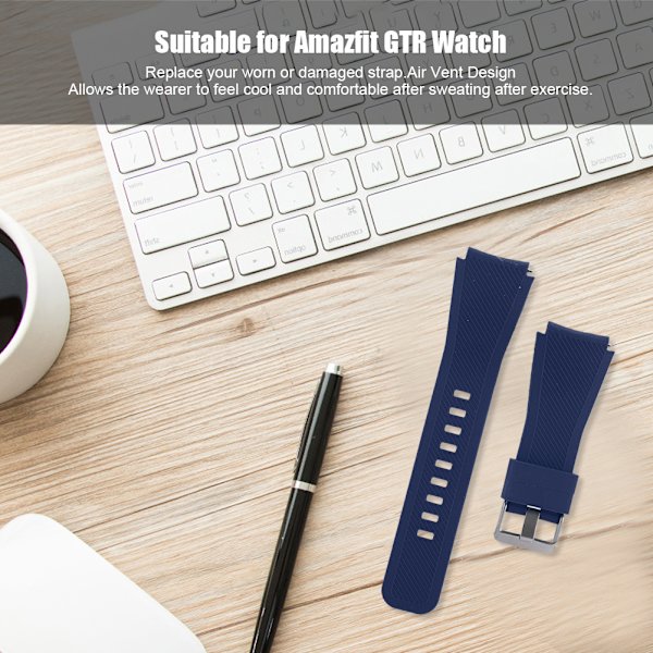 2 set twill enfärgad miljövänlig silikon klockarmband för Amazfit GTR klockor mörkblå