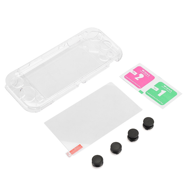 3-i-1-set spelmaskin skyddande fodral transparent anti-fall med vippströmbrytare lock härdat glas för Switch Lite