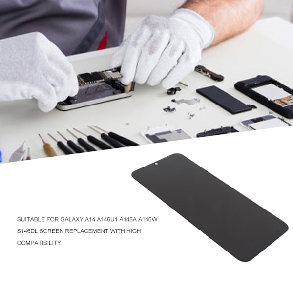 6,6 tums telefon skärm digitizer ersättning med reparationsverktyg LCD skärm ersättning för Galaxy A14 A146u1 A146a A146w S146dl svart