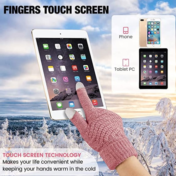 Vinter Touchscreen Handskar, Varma Stickade Handskar Elastisk Manschett, Wint