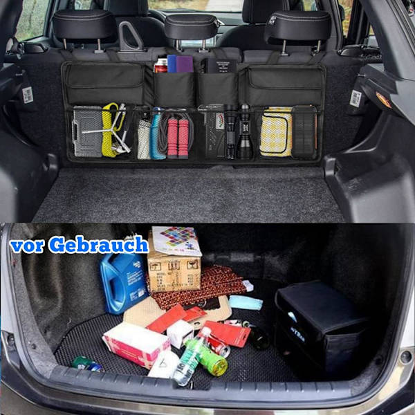 Bil arrangør, bagsæde ophæng bil arrangør, bagagerums arrangør med 8 store opbevaringsposer - SUV, lastbil, lastbil - din pladsbesparende ekspert