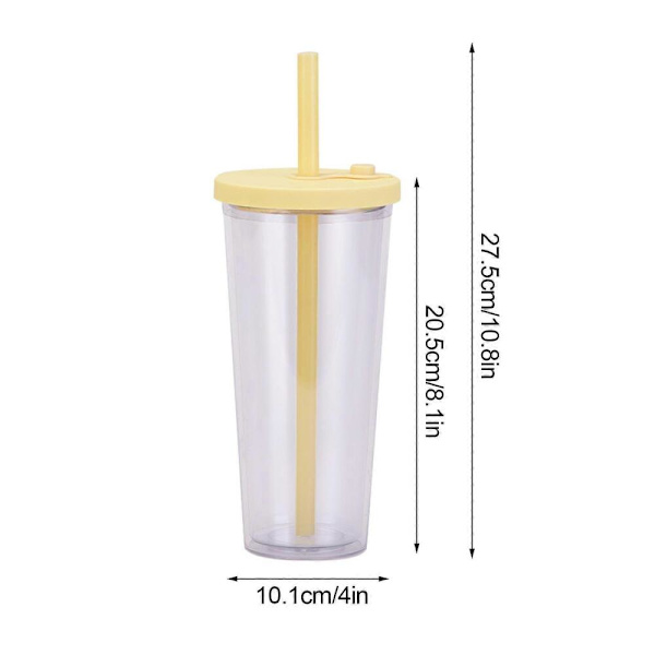 GETIT Sugrörsmugg, Mjölktekopp, 700ml, Transparent, Gradient Rosa
