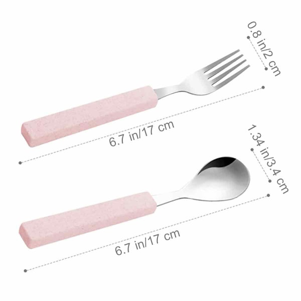 Barnbestick i rostfritt stål, elegant design, återanvändbar bestickuppsättning, slät yta, bekvämt grepp säkerställer enkel användning, värmebehandlat hållbart