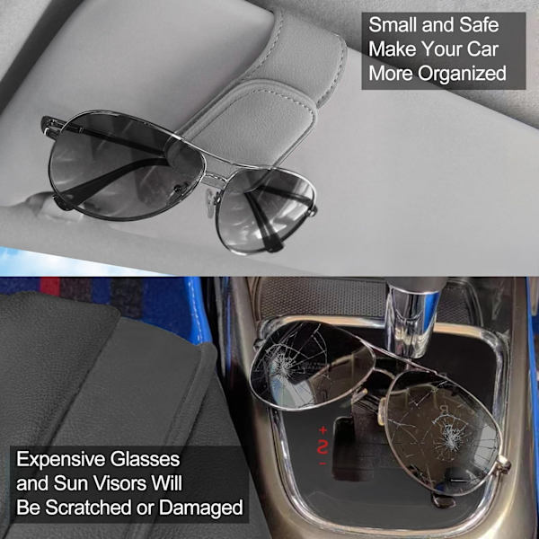Zulbceo 2-pack solglasögonklämma för bil, solskyddsglasögonhållare klämma arrangör glasögonfäste med kortklämma för bilens inre solskydd och olika