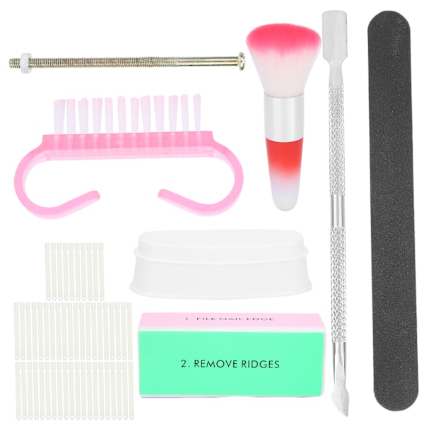 7 stk. Dip Powder Tray Nail Art Støv Remover Pulver Pensel Negletips Display Neglefil Tilbehør Kit