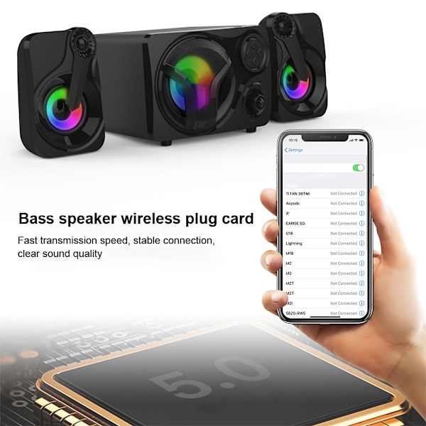 Smalody Bas Bluetooth-högtalare Skrivbord Laptop Dator 2.1 Ljudkanal Trådlös Plug-in Kort Audio