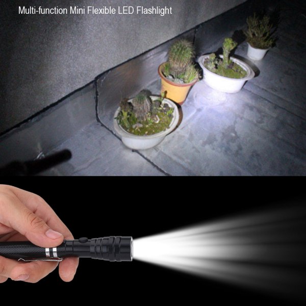 Multifunktionell Mini Flexibel Teleskopisk LED Ficklampa Roterbar