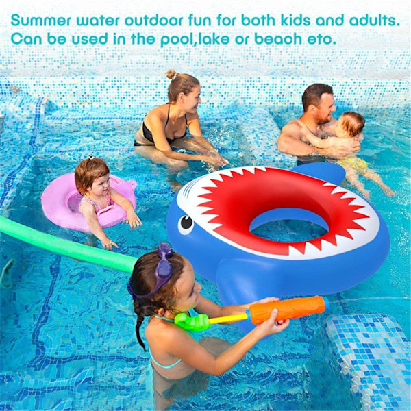 Stor Badring med Söt Hajform, Uppblåsbar Flytleksak för Sommarlek vid Sjöar, Stränder eller Pooler (Mer än 1,2 Meter Hög)