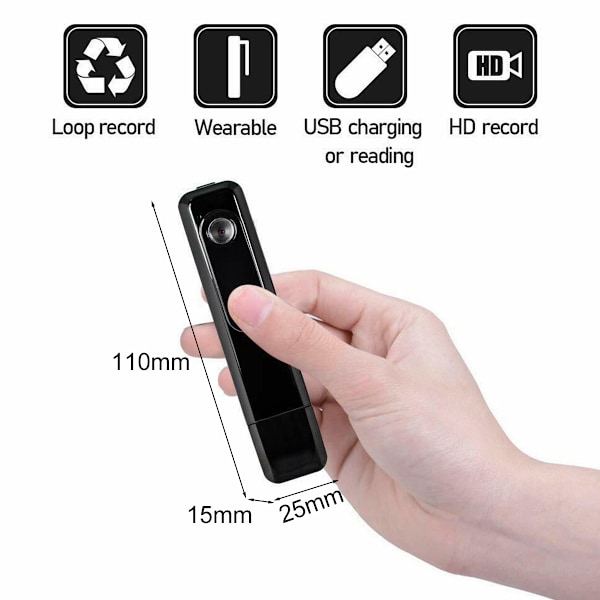 Ingen WiFi-säkerhetskamera, Miniövervakningskamera för 24/7 Loop-inspelning med batteridriven design, 1080P Mikrokamera för övervakning i fickformat