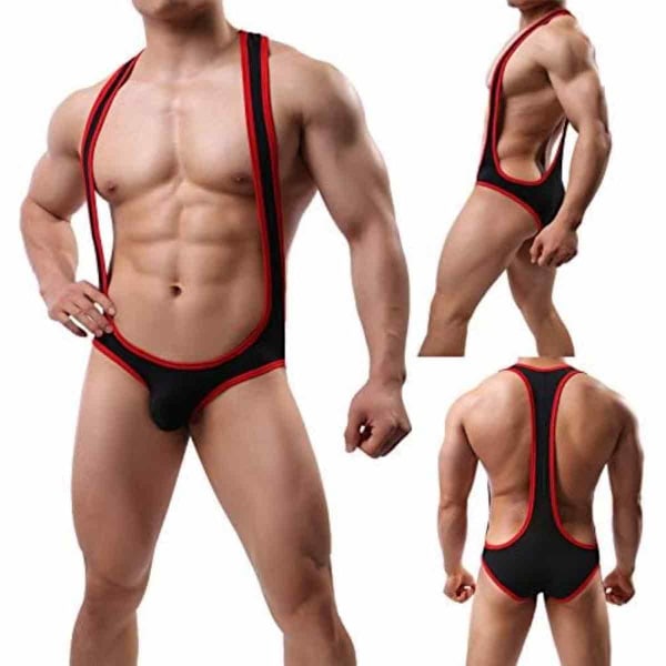 Herr Stretch Färg Kroppsformande Underkläder Sexig Mesh Andningsbar Rolig Jumpsuit