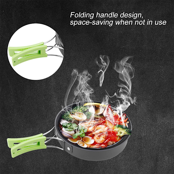 Camping Köksredskapsset, Portabel Utomhusmatlagningsutrustning Med Non-Stick Lätta Kastruller, Perfekt För Backpacking, Vandring Och Picknickar, Inkluderar Mesh-väska För