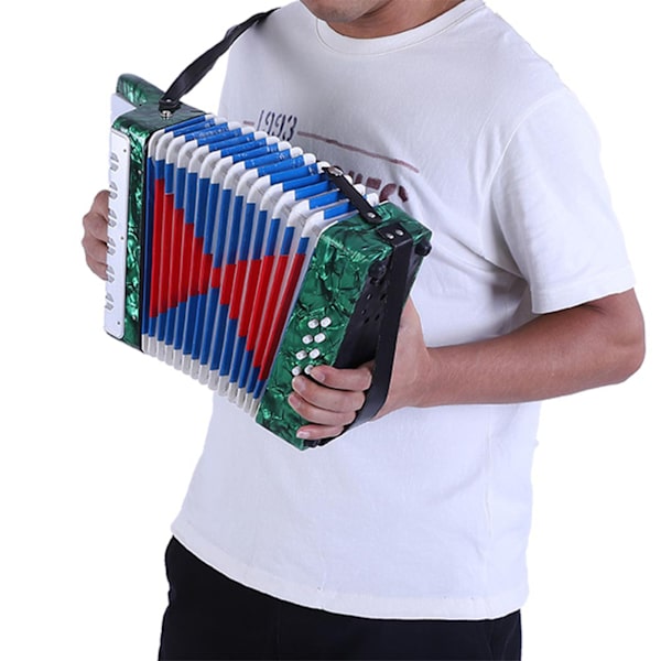 17-tangenters 8-bas piano dragspel musikinstrument för nybörjare (grön)