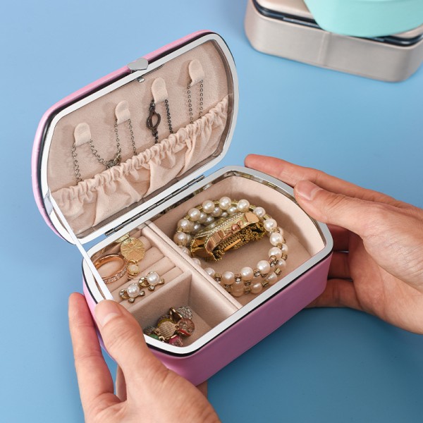 Liten smyckeskrin, resesmyckeskrin, bärbar smyckeskrin för kvinnor, robust, hållbar, resesmyckesorganisatör för halsband, ringar, örhängen