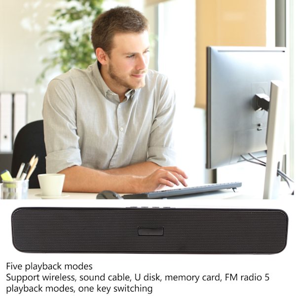 Trådløs Bluetooth Soundbar 5 Afspilningstilstande Støjreduktion Surround Sound 1200mAh Bluetooth 5.0 Bar Højttaler
