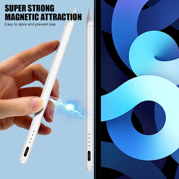 Precisionspenna för iPad, Palm Rejection-teknik, Ultra-fin 1,5 mm spets, Magnetisk adsorption för portabilitet, Snabb laddning med USB-C,