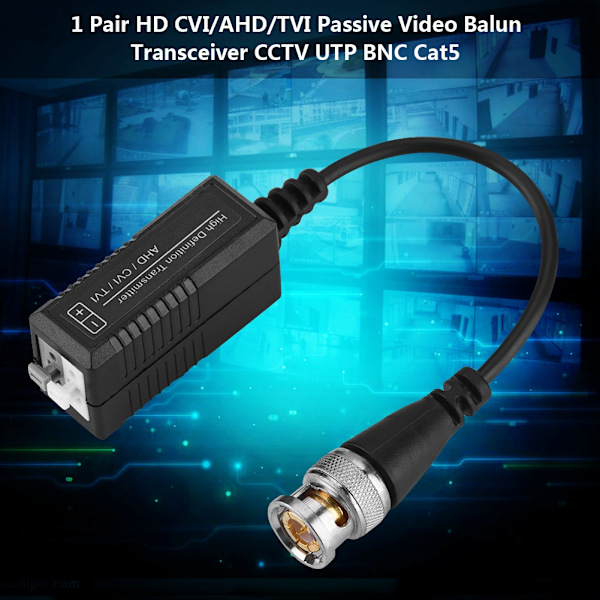 1 par HD CVI/AHD/TVI passiv transceiveradapter sändare video Balun CCTV UTP BNC Cat5