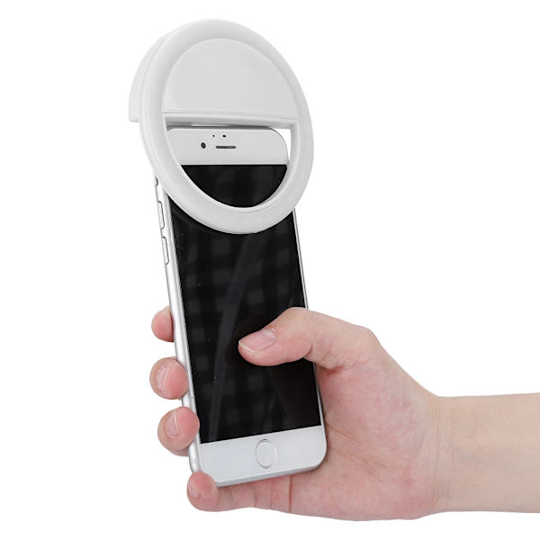 USB-opladning Selfie LED-lys Bærbar telefon Selfie-lampe Lysende klipslampe til iPhone (hvid)