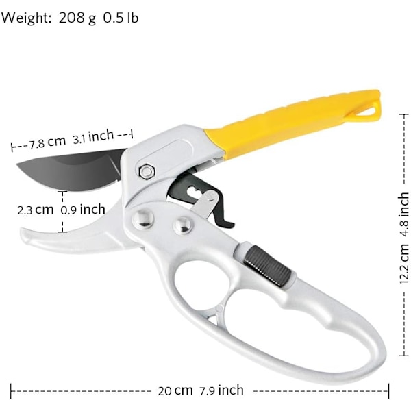 Spärrsekatör, Gul, 20 cm - Precisionsslipade blad, Ergonomisk design, Non-stick beläggning för rena snitt