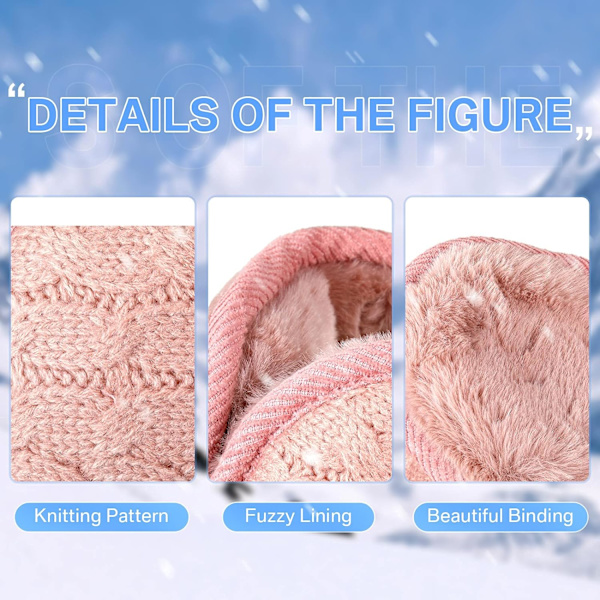 3 st unisex varma stickade öronmuffar lurviga fleece vinter öronmuff