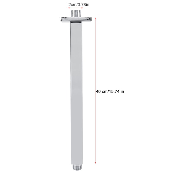 Kvadratisk dusjarm i rustfritt stål for baderomstak dusjhode (40 cm)
