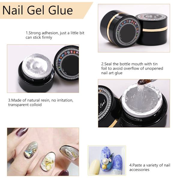 Professionellt tjockt nagellim UV-gellim strass tillbehör dekoration bling nagelverktyg