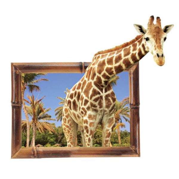 3D Vindus Giraff PVC Veggklistremerke for Soverom Stue Barn Hjem Kunst Tapet Dekor