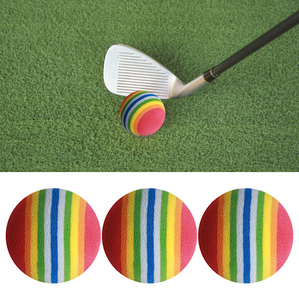 Golf Swing Träningsbollar, Interaktivt Husdjursleksak EVA-skum Icke-blekande Färg Mjuk Textur, för Inomhusträning Regnbågsfärgade 50ST