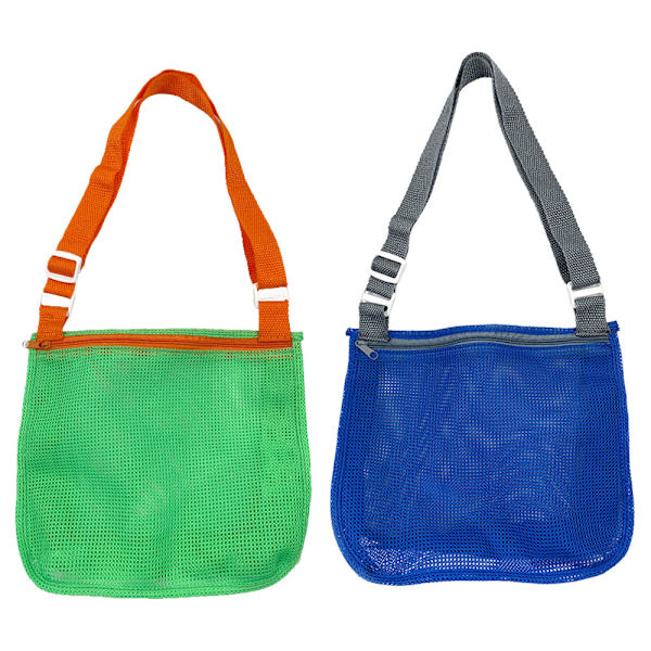 2 stk Mesh Shell Bag, Strandveske for barn med justerbare bæreseler for oppbevaring av skjell, frukt, grønnsaker, snacks eller leker