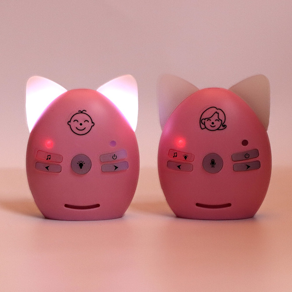 Audio Baby Monitor 2.4GHz Trådløs Musik 2 Vejs Stemme Lille Nattelys Walkie Talkie 100‑240VPink EU Stik
