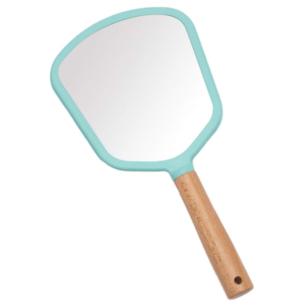 Handspegel med Handtag för Smink, Liten Söt Handspegel i Trä blue